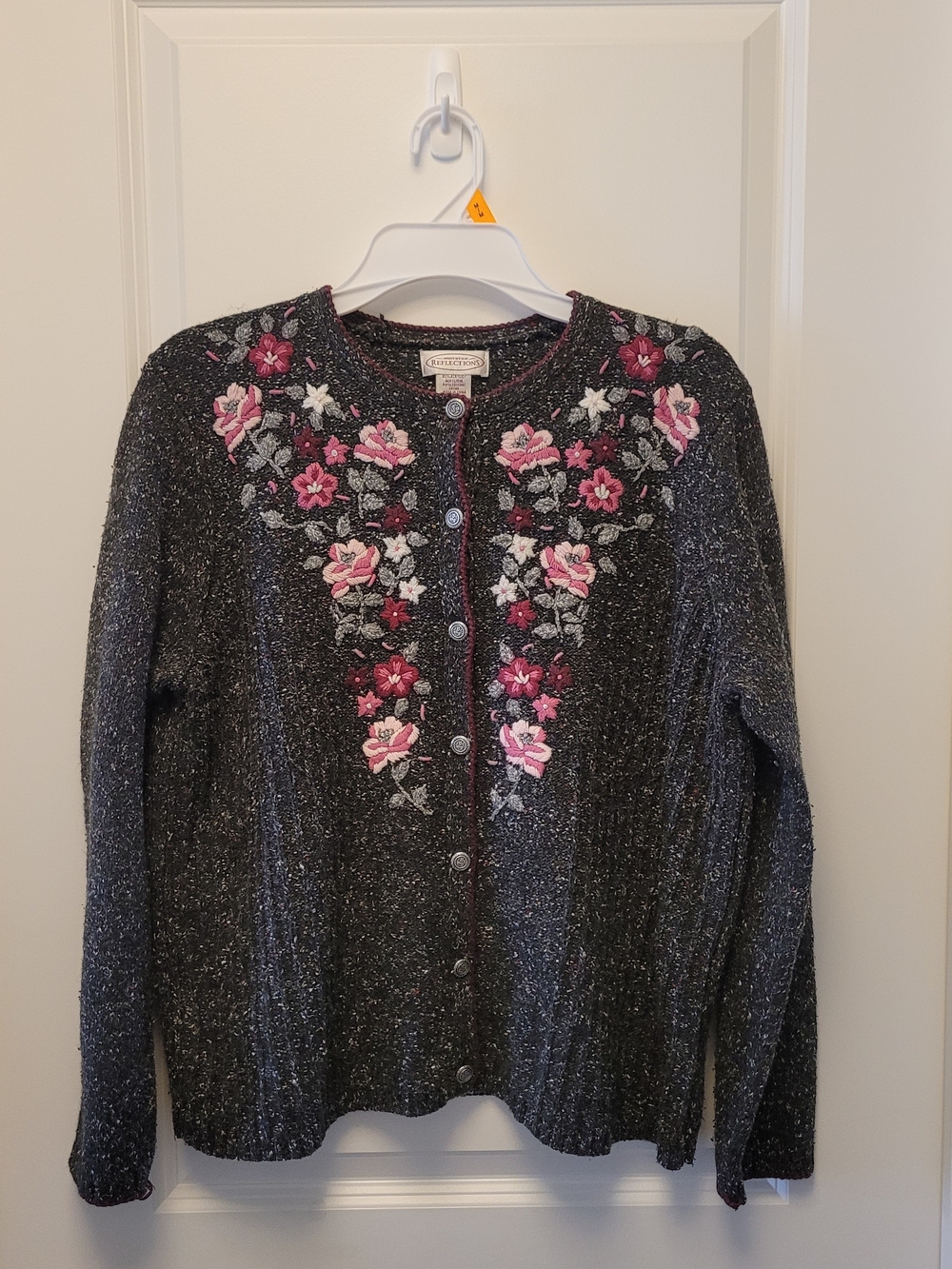Vintage Northern Reflections Floral Embroidered Cardigan Sweater L Grandmacore